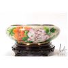 Image 4 : Large Chinese made Cloissone center bowl with florals and birds, 12" in diameter and including woode