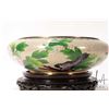 Image 7 : Large Chinese made Cloissone center bowl with florals and birds, 12" in diameter and including woode