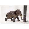 Image 2 : Antique patinated bronze elephant statue, appears to be Meiji period with elephant ivory tusks and m