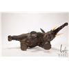 Image 8 : Antique patinated bronze elephant statue, appears to be Meiji period with elephant ivory tusks and m