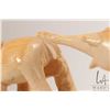 Image 13 : Hand carved elephant ivory tusk featuring a parade of four elephants and a crocodile, 25" in length 