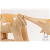 Image 14 : Hand carved elephant ivory tusk featuring a parade of four elephants and a crocodile, 25" in length 
