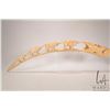 Image 1 : Hand carved elephant ivory tusk featuring a parade of four elephants and a crocodile, 25" in length 