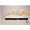 Image 2 : Hand carved elephant ivory tusk featuring a parade of four elephants and a crocodile, 25" in length 