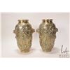 Image 1 : Pair of antique Chinese bronze dragon vases with Taotie mask handles, makers stamp on base, not tran