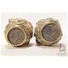 Image 3 : Pair of antique Chinese bronze dragon vases with Taotie mask handles, makers stamp on base, not tran