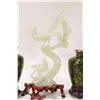 Image 3 : Two Cloissone vases with wooden plinths 5" in height and a carved jadeite pea fowl and tree, 10" in 