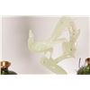Image 4 : Two Cloissone vases with wooden plinths 5" in height and a carved jadeite pea fowl and tree, 10" in 