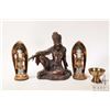 Image 1 : Veronise Chinese made Buddha 7" in height pair of Amitabha Buddhas and small brass dish