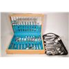Image 1 : Canteen containing a large selection of Rogers Bros. Daffodil silver-plate flatware plus crystal kni