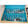 Image 3 : Canteen containing a large selection of Rogers Bros. Daffodil silver-plate flatware plus crystal kni