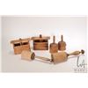 Image 1 : Selection of antique wooden kitchen ware including four butter molds and two mashers