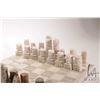 Image 3 : Marble chess board with marble chess pieces etched glass water pitcher and four tumblers and a beer 