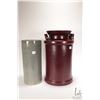 Image 1 : Seewai Art Pottery Canada 17" high cream can and a glazed cylinder vase
