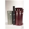 Image 2 : Seewai Art Pottery Canada 17" high cream can and a glazed cylinder vase