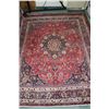 Image 1 : 100% handmade Iranian wool carpet "Mashad" with center medallion, red background and overall floral 