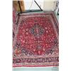 Image 1 : 100% handmade Iranian wool carpet "Mashad" with center medallion, red background and overall floral 