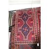 Image 1 : 100% handmade Iranian wool scatter rug "Fasa" with double medallion, red background and highlights o