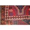 Image 2 : 100% handmade Iranian wool scatter rug "Fasa" with double medallion, red background and highlights o