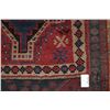 Image 2 : 100% handmade Iranian scatter rug "Fasa" with double medallion, red background and highlights of blu