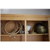 Image 1 : Shelf lot of modern decor including three Hyacinth woven wreaths, bowls, vases etc.