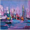 Image 2 : Mouly, Marcel, gilt framed original acrylic on canvas painting, titled on verso "Le Port Rose" signe