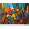 Image 2 : Mouly, Marcel, gilt framed lithograph print " Les Marins Grec, 1994" pencil signed by 176 /275, over