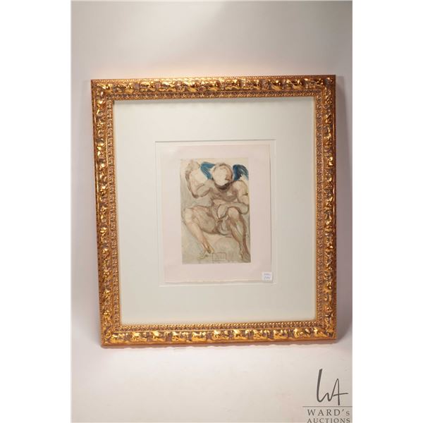 Dali, Salvador, gilt framed woodcut in colour "Purgatory Canto 15", 10" X 6 1/2", overall dimensions