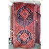 Image 1 : 100% handmade Iranian wool carpet "Nahavand" with double medallion, red background and highlights of