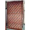 Image 1 : 100% handmade Iranian wool carpet "Turkman" with overall geometric design and red background, highli