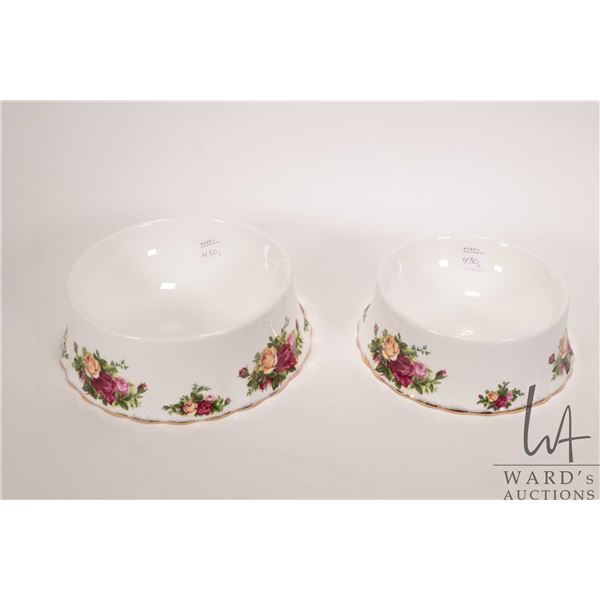 Two Royal Albert Old Country Roses pet feeding dishing including 6  and 8 