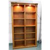 Image 1 : Semi contemporary oak, open and illuminated display shelf, 84" H X 48" W X 14" D