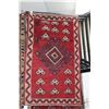 Image 1 : 100% handmade Iranian wool carpet "Fasa" with center medallion, red background and highlights of tau