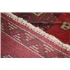 Image 3 : 100% handmade Iranian wool carpet "Fasa" with center medallion, red background and highlights of tau