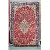 Image 1 : 100% handmade Iranian wool carpet "Esfahar" with center medallion, red background and overall floral