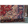 Image 2 : 100% handmade Iranian wool carpet "Esfahar" with center medallion, red background and overall floral