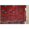 Image 2 : 100% handmade Iranian wool carpet "Turkman" with red background and overall geometric design, highli