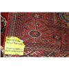 Image 3 : 100% handmade Iranian wool carpet "Turkman" with red background and overall geometric design, highli