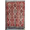 Image 1 : 100% handmade Iranian wool carpet "Sarab" with geometric design with red background, highlights incl