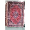 Image 1 : 100% handmade Iranian wool carpet "Mashad" with center medallion, red background and overall floral 