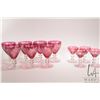 Image 1 : Selection of vintage ruby flash cut to clear etched stemware including seven 5 1/2" and four 4"