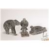 Image 2 : Three small soapstone carvings including a 4" long bear and a pair of hand made mittens