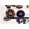 Image 2 : Selection of cabinet collectibles including brass bells, miniature tea set, trinket boxes, brass can