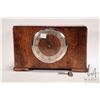 Image 1 : Antique chiming mantle clock with Arabic numerals, working at time of cataloguing, 8" H X 13" X 6", 