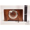 Image 2 : Antique chiming mantle clock with Arabic numerals, working at time of cataloguing, 8" H X 13" X 6", 