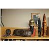 Image 1 : Seven pieces of collectible treenware including masks and figures