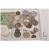 Image 2 : Tray containing a selection of foreign bank notes and coins including Mexico, England and US etc.
