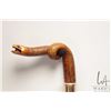Image 6 : Hardwood walking stick with carved snake handle and brass collar, 35" in height