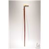 Image 2 : Antique malacca wood walking stick with elephant ivory handle, sterling silver collar engraved with 
