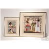 Image 1 : Two framed Egyptian style papyrus pictures, outside dimensions 15" X 12" and 19" X 20"